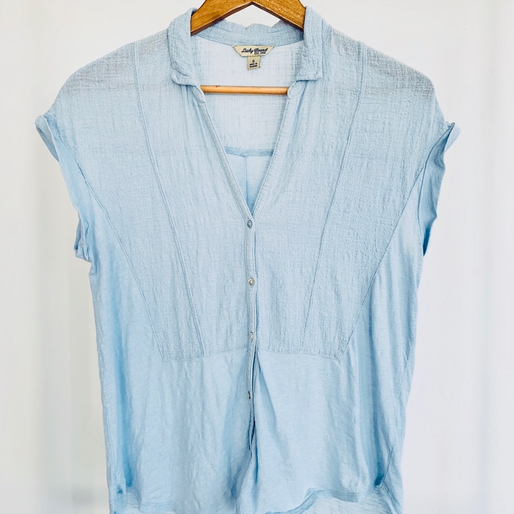 Lucky Brand Short Sleeve Button Up Tee - Excellent
